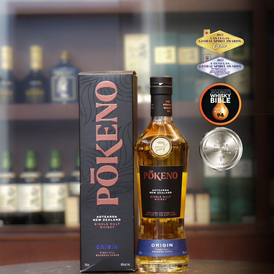 Pokeno Distillery from New Zealand's North Island, inspired by climate and culture, pokeno only using the local ingredients. The "Origin" fully matured in a first fill bourbon barrel. Tasting Notes: Toasted vanilla beans and sweet butterscotch give way to citrus notes, creamy toffee and hints of caramelised banana for a sweet, complex and lingering finish. (Tasting Notes From Pokeno)