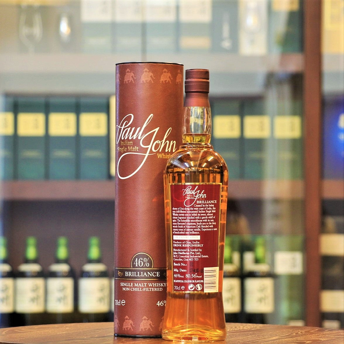 This is the Non-Peated Single Malt Whisky from the Paul John Distillery in Goa, India and forms a part of their Flagship Range consisting of Brilliance, Edited and Bold. Used the six-row barley from the Himalayas foothills and matured in bourbon casks, Brilliance gives a fruity and creamy texture. 