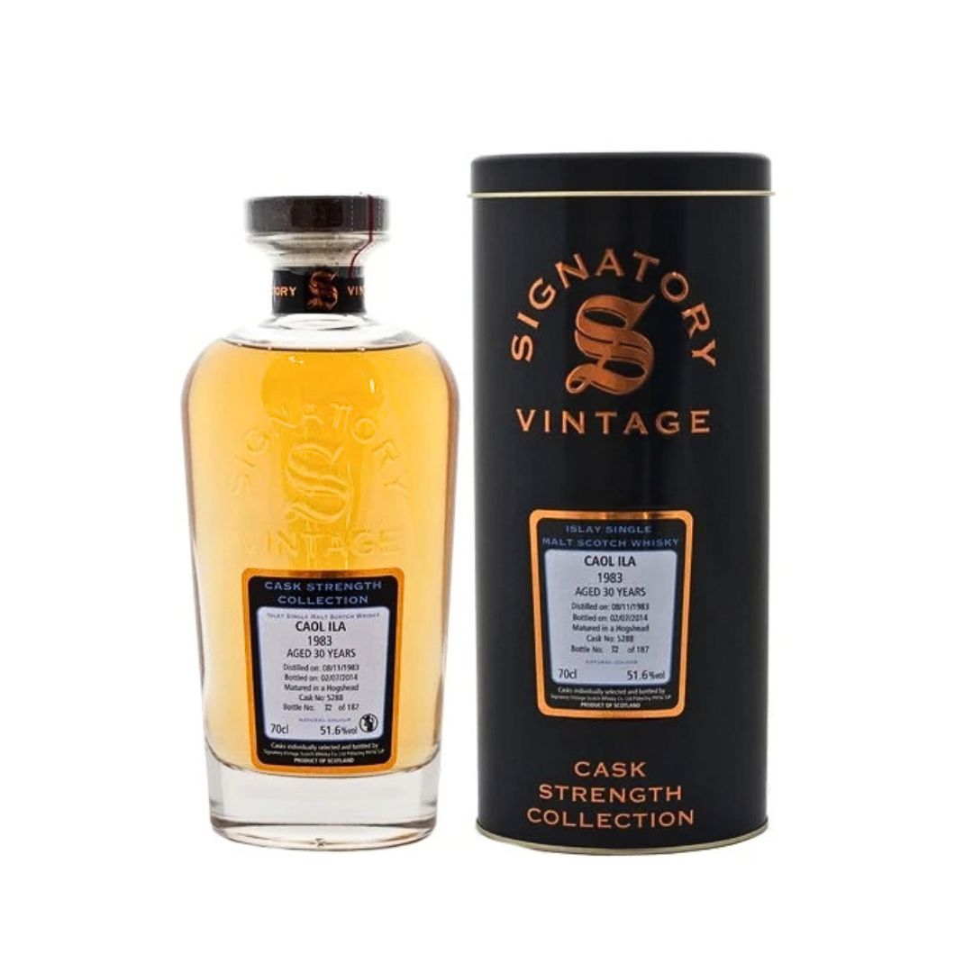 A distinguished, long‑aged Islay single malt from the 1983 vintage, independently bottled by Signatory Vintage as part of its Cask Strength Collection. This expression showcases how extended maturation can soften Caol Ila’s signature smoke while revealing layered fruit, spice, and maritime elegance. Only&nbsp;262 bottles released. This single cask (cask 