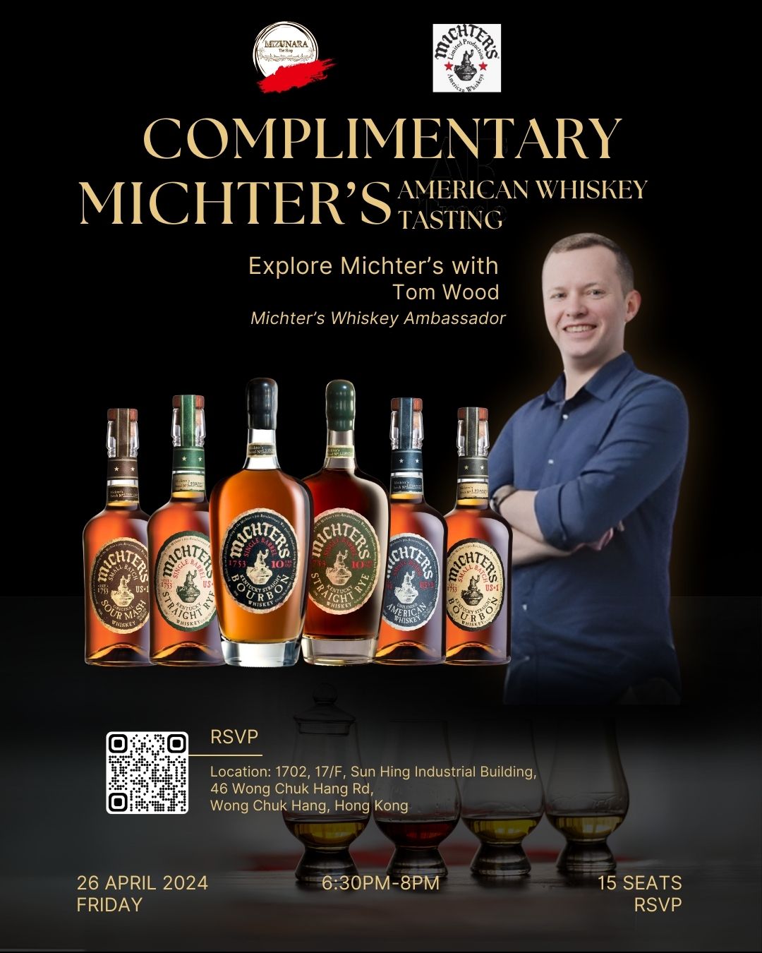 Explore Michter's American Whiskey with Guest Speaker, Tom Wood - Complimentary Tasting Event 26 April 2024