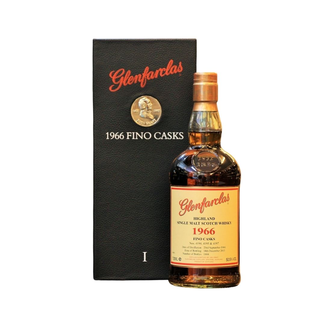 Released by the family owned Glenfarclas Distillery, this Collector Series comprise, six extremely exclusive Whiskies, each representing one of six generations of the Grant Family which has continued to own the Distillery. This bottling is the first one of the series and comes in a black box adorned with a silver coin featuring the portrait of John Grant (1805-1889), who purchased the distillery on 8th June 1865.&nbsp;Distilled on the 23rd September 1966 and bottled on 18th December 2013 from Fino Cask 