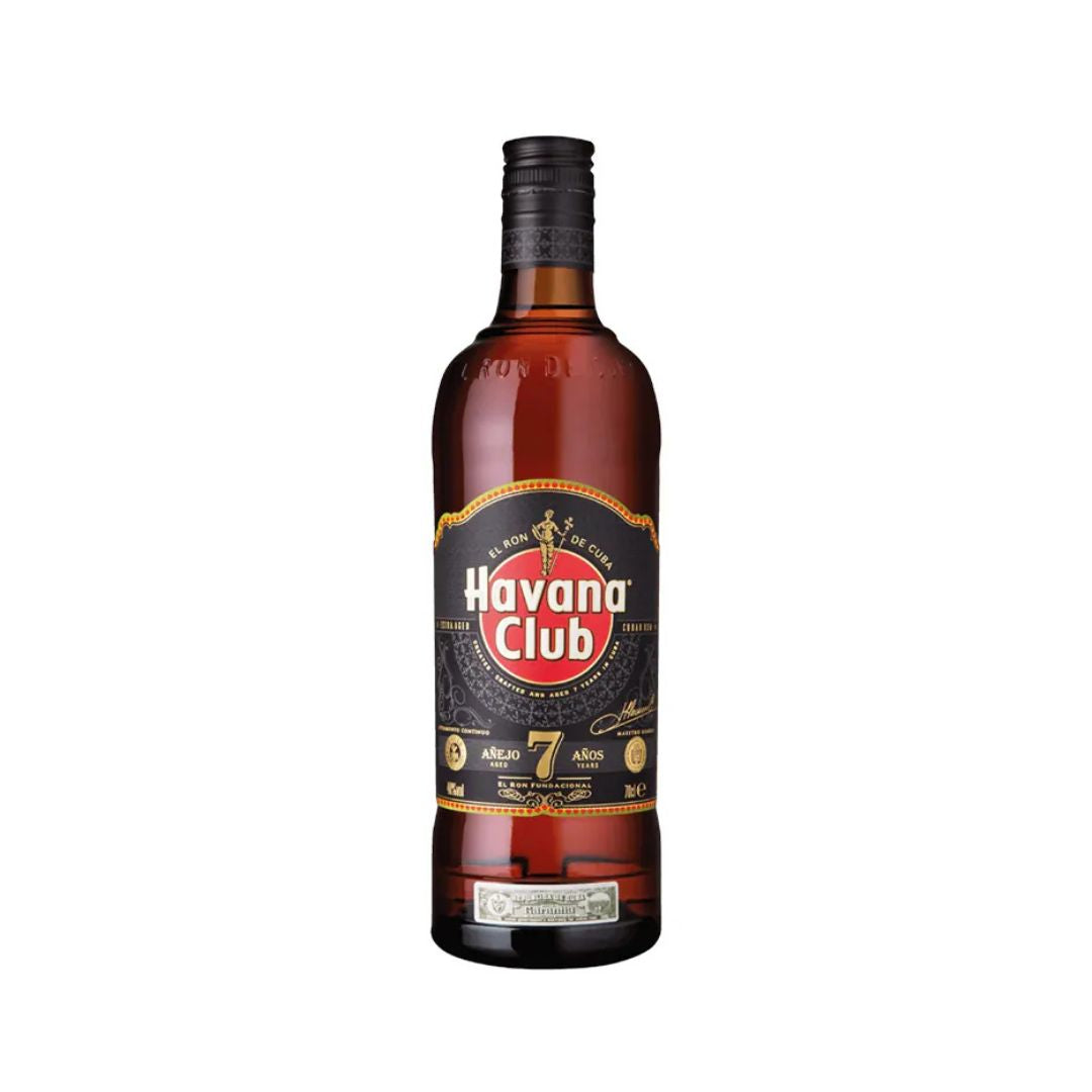 Havana Club Añejo 7 Years Old is a premium Cuban dark rum aged for a minimum of seven years in carefully selected white oak barrels. It is known for its complexity and refined flavor profile, showcasing the distinct Cuban terroir.


Flavor notes: muted vanillas, light molasses, dried fruitcake, crisp oak, toasted nuts, tropical fruits, aromatic tobacco, cocoa, toffee, caramel, and spices. Aroma: rich but not cloying, with roasted nuts, appealing bitterness, and sweet tobacco nuances. Texture: smooth and ric