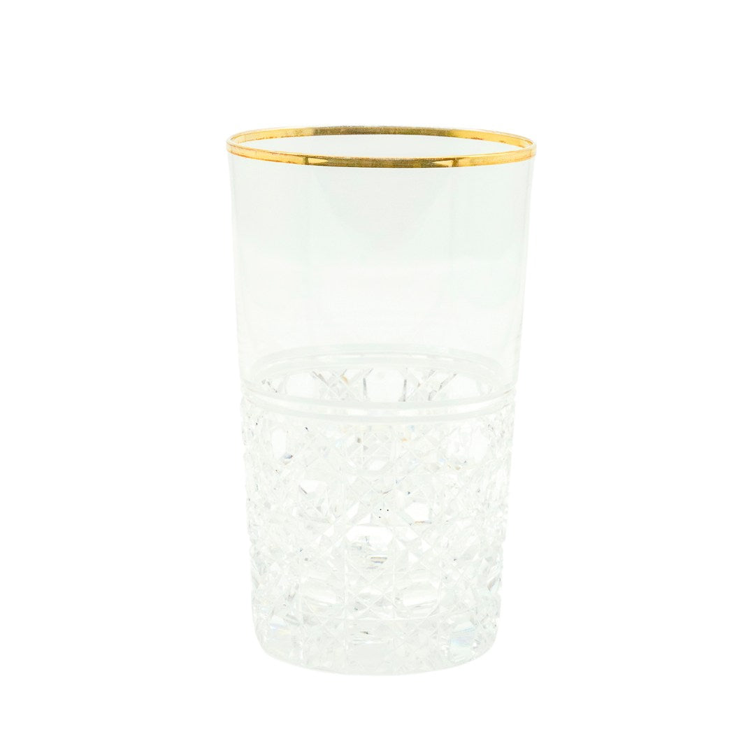 Kagami Crystal Cut Octagonal Basket Weave Pattern Tumbler with Rim (Made in Japan)
