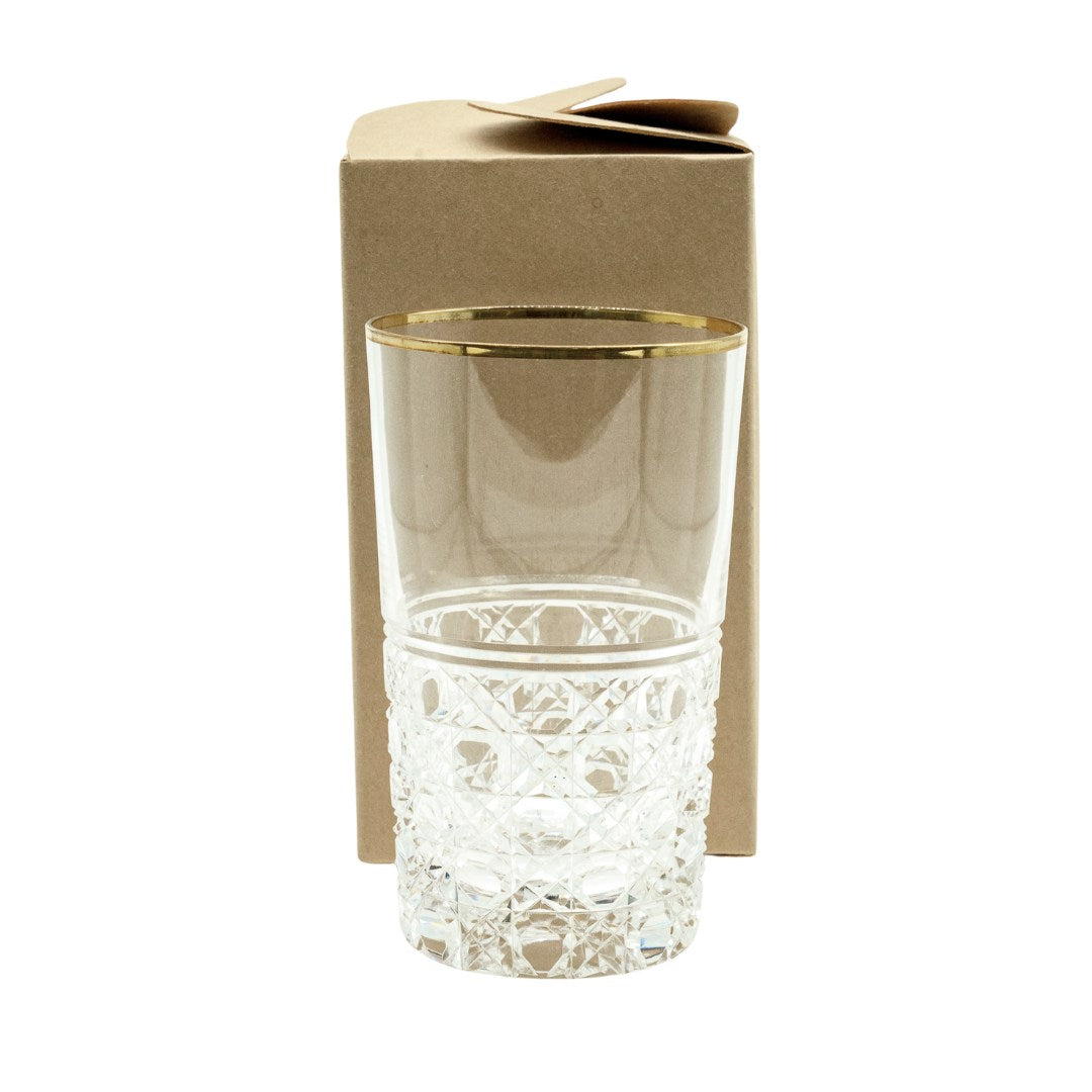 Kagami Crystal Cut Octagonal Basket Weave Pattern Tumbler with Rim (Made in Japan)