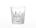 Kagami Crystal Whisky Rock Glass Model T493-1521 – handcrafted Japanese lead-free crystal old fashioned glass with elegant vertical blade cuts above intricate diamond-cut base, made in Japan | 鏡水晶威士忌岩石杯 T493-1521型 日本製 手工切割 直線刻紋配菱形底座