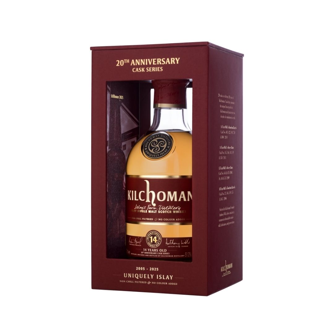 A limited-edition “20th Anniversary Cask Series” release, selected by Founder Anthony Wills to celebrate 20 years of Kilchoman. This peated whisky matured in five first-fill ex-bourbon barrels for 14 years (Cask Nos. 403, 422, 498, 750 &amp; 800 / 2010). Only a total of 1,120 bottles were released worldwide.