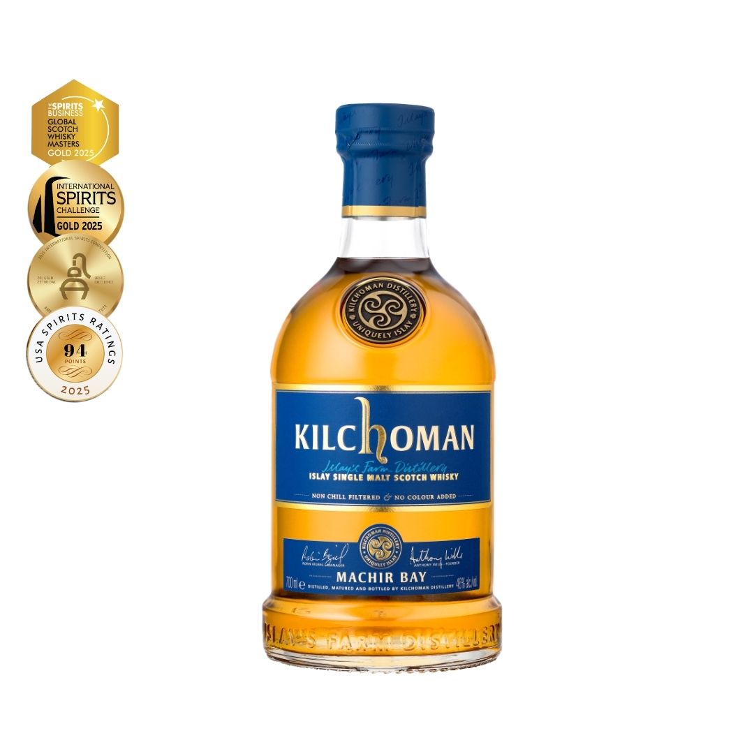 Flagship of Kilchoman. Predominantly matured in ex-Bourbon Barrels (with about 10% Oloroso Sherry Butt). IWSC 2024 Silver and IWSC 2012 Gold. Spirits Business Awards 2024 Gold. Best Islay Single Malt IWC 2016, Scored 98 Points and awarded "Gold Outstanding" in IWSC 2022.