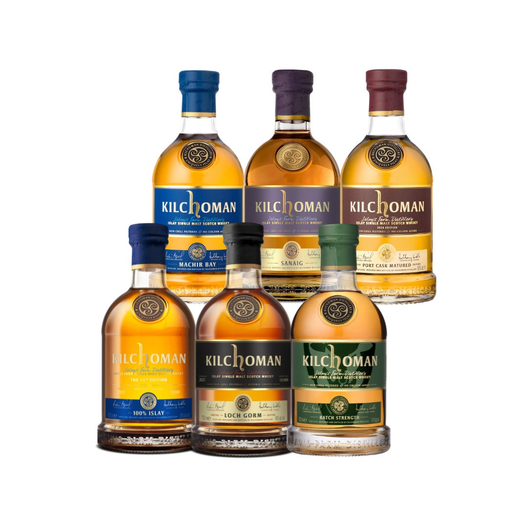 Discover the rich, distinctive flavors of Islay with our exclusive whisky set featuring 6 unique expressions from Kilchoman. Perfect for both newcomers and seasoned enthusiasts, this collection offers a captivating journey through the signature peat smoke and maritime character that define Kilchoman, including the following whiskies: