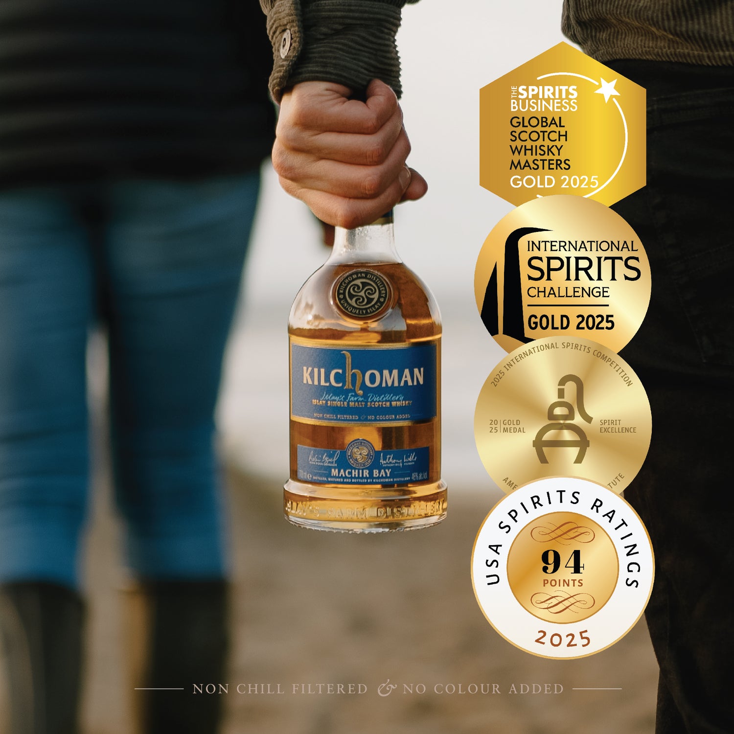 Flagship of Kilchoman. Predominantly matured in ex-Bourbon Barrels (with about 10% Oloroso Sherry Butt). IWSC 2024 Silver and IWSC 2012 Gold. Spirits Business Awards 2024 Gold. Best Islay Single Malt IWC 2016, Scored 98 Points and awarded "Gold Outstanding" in IWSC 2022.