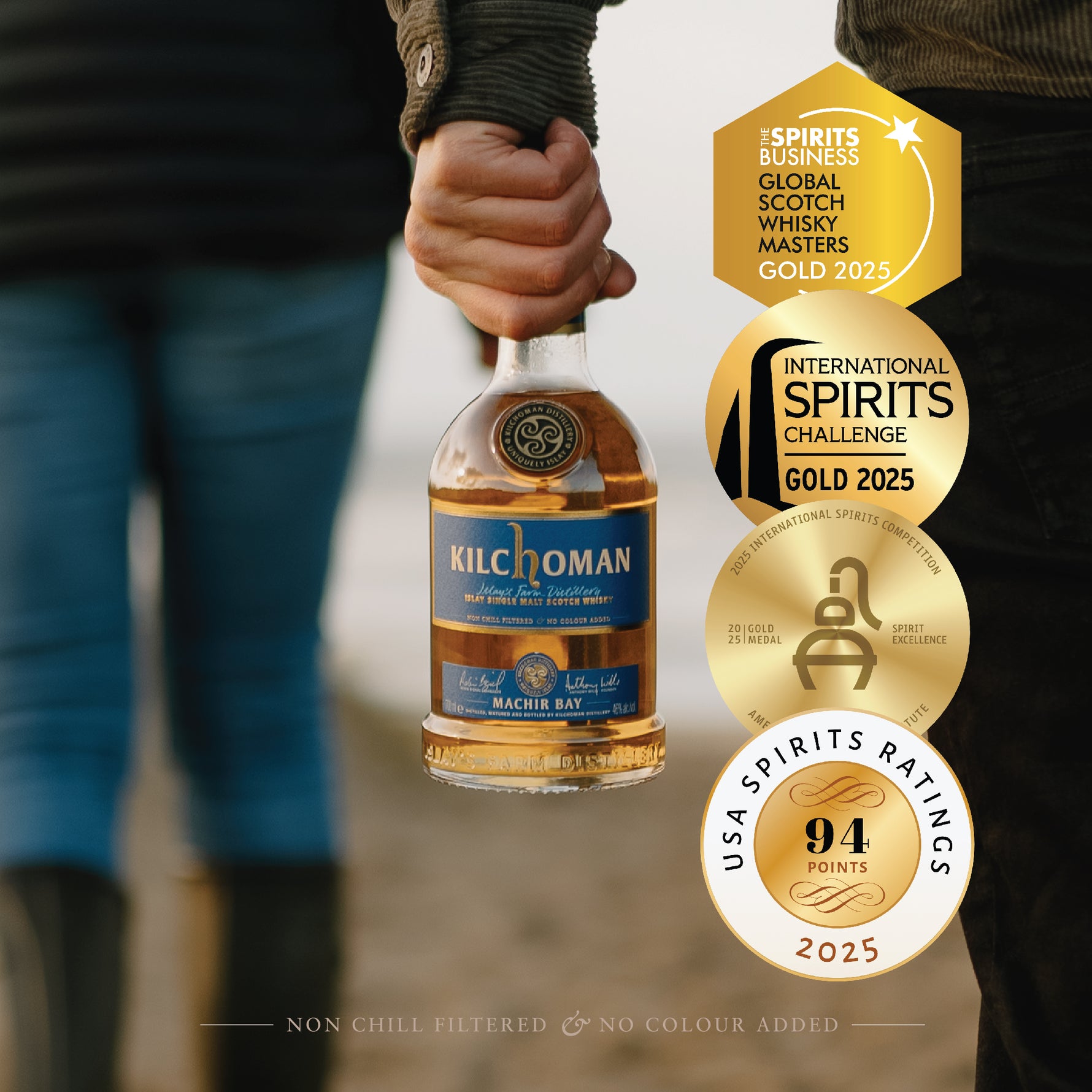 Flagship of Kilchoman. Predominantly matured in ex-Bourbon Barrels (with about 10% Oloroso Sherry Butt). IWSC 2024 Silver and IWSC 2012 Gold. Spirits Business Awards 2024 Gold. Best Islay Single Malt IWC 2016, Scored 98 Points and awarded "Gold Outstanding" in IWSC 2022.