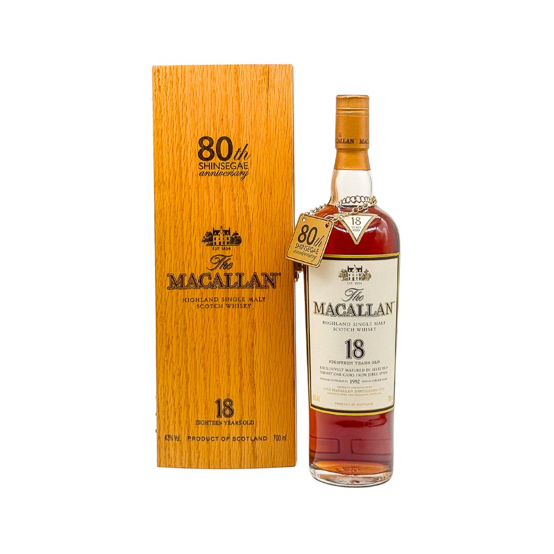 The Macallan 18 Year Old 1992 Single Malt Scotch Whisky is a vintage expression from the Macallan distillery. Distilled in 1992 and matured for 18 years in traditional sherry-seasoned oak casks at 43% ABV. This whisky is valued for its exquisite complexity and depth, with aromas of intense sherry, oak, and dried fruits. On the palate, it offers rich, balanced flavors with notes of dried fruit, honey, chocolate, and subtle spices, followed by a long, delicate finish.&nbsp;