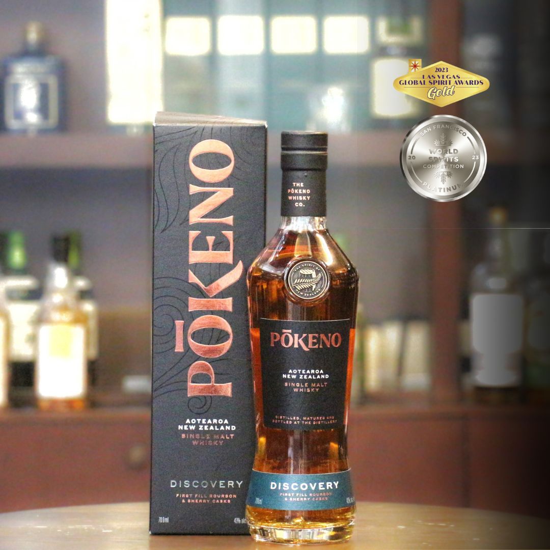 Pokeno Distillery from New Zealand's North Island, inspired by climate and culture uses the local ingredients. The "DISCOVERY" forms a part of the core range of their Single Malt releases and is matured in First Fill Bourbon and Sherry Casks.