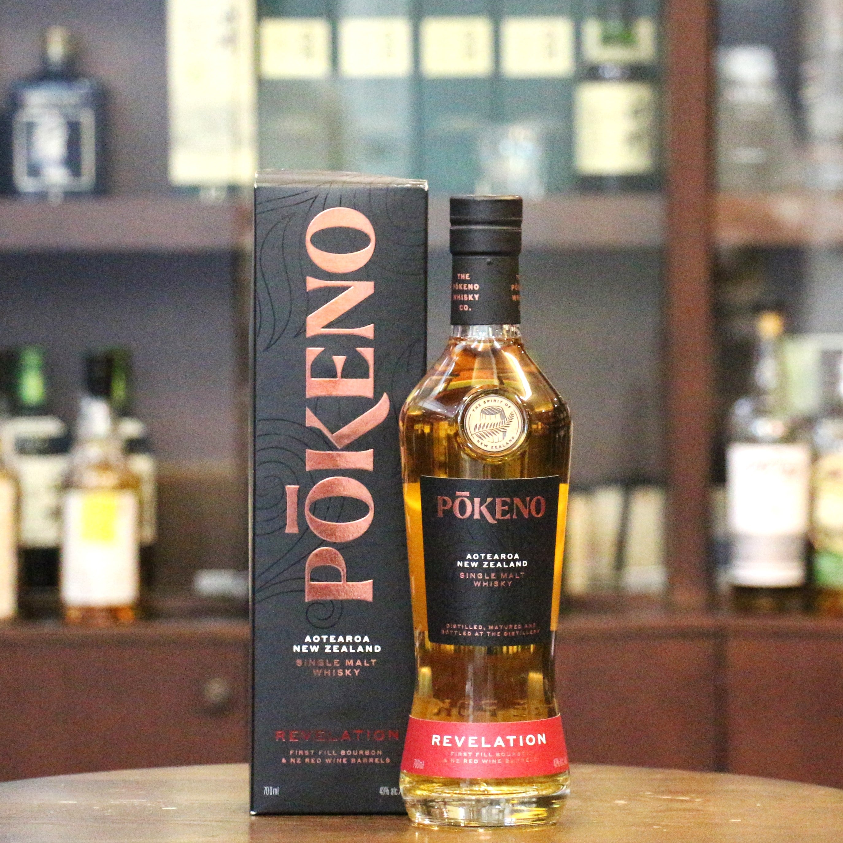 Pokeno Distillery from New Zealand's North Island, inspired by climate and culture uses the local ingredients. The "REVELATION" forms a part of the core range of their Single Malt releases and is matured in First Fill Bourbon and NZ Red Wine Barrels.