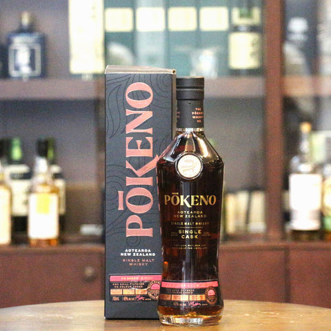 Pokeno Distillery from New Zealand's North Island, inspired by climate and culture, uses only local ingredients. This Single Cask was distilled on 30 April 2019 and bottled on 10 August 2022. After a full maturation in a first fill bourbon barrel this Single Cask was finished in a PX Sherry Butt from Miguel Martin, for a period of 6 months.  A limited release of 880 bottles.
