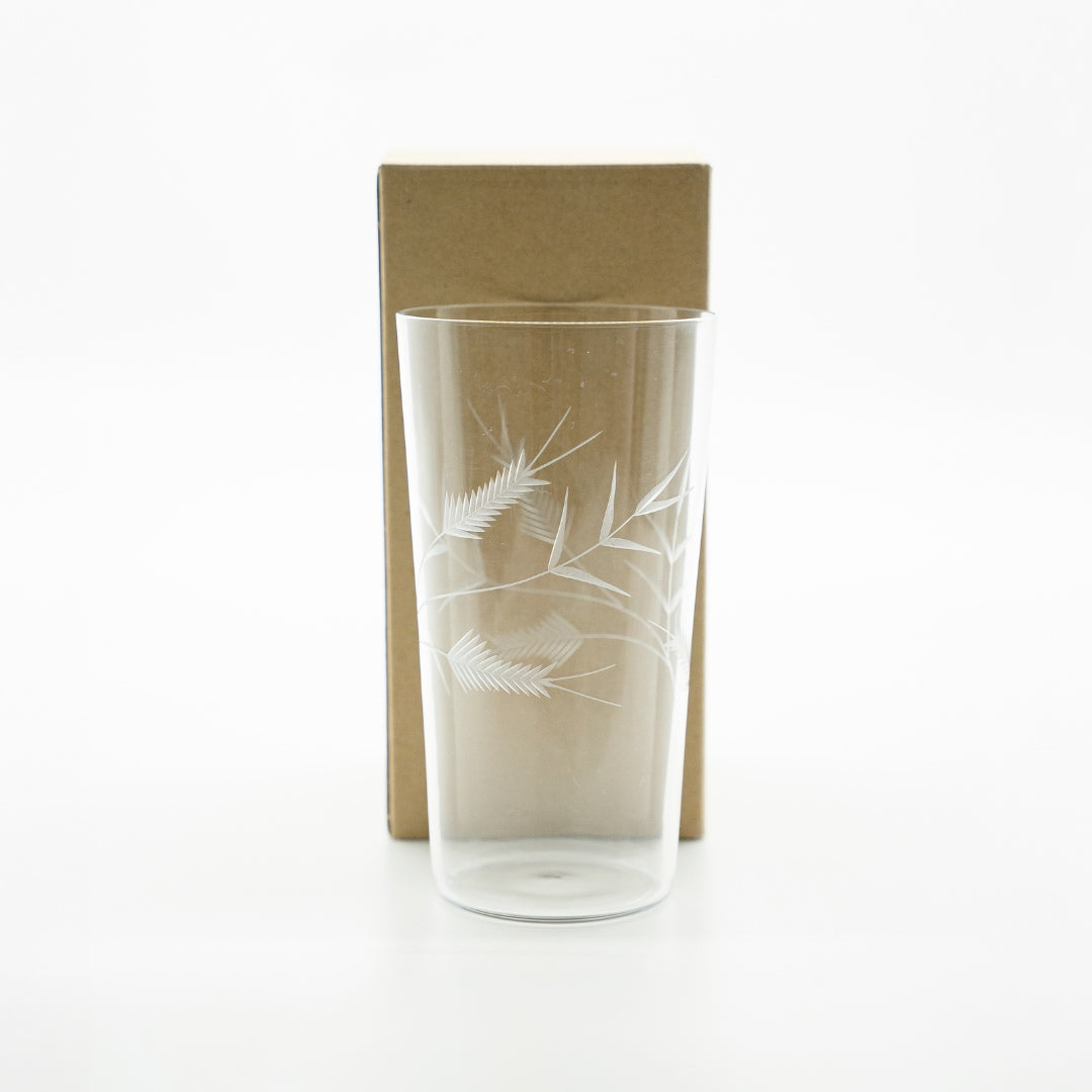 SOKICHI Thin Blown Fern Pattern Cut Tumbler Drinking Glass (Made in Japan) 12Oz