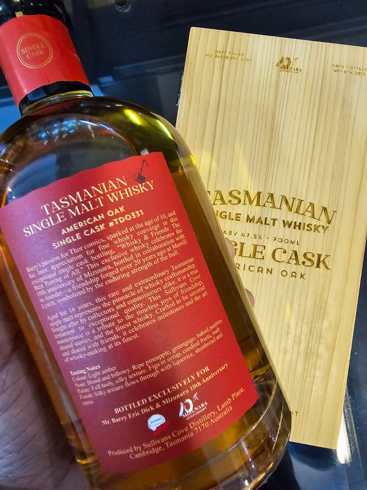This Sullivans Cove 16 Years Old Single Malt Whisky is a rare bottling, meticulously matured in American Oak single cask 