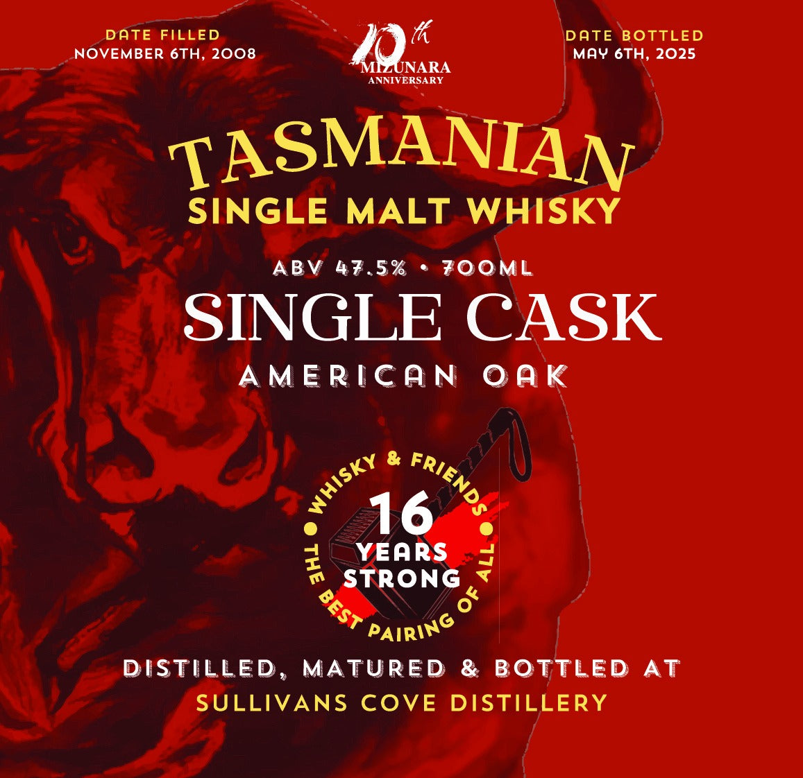 This Sullivans Cove 16 Years Old Single Malt Whisky is a rare bottling, meticulously matured in American Oak single cask 