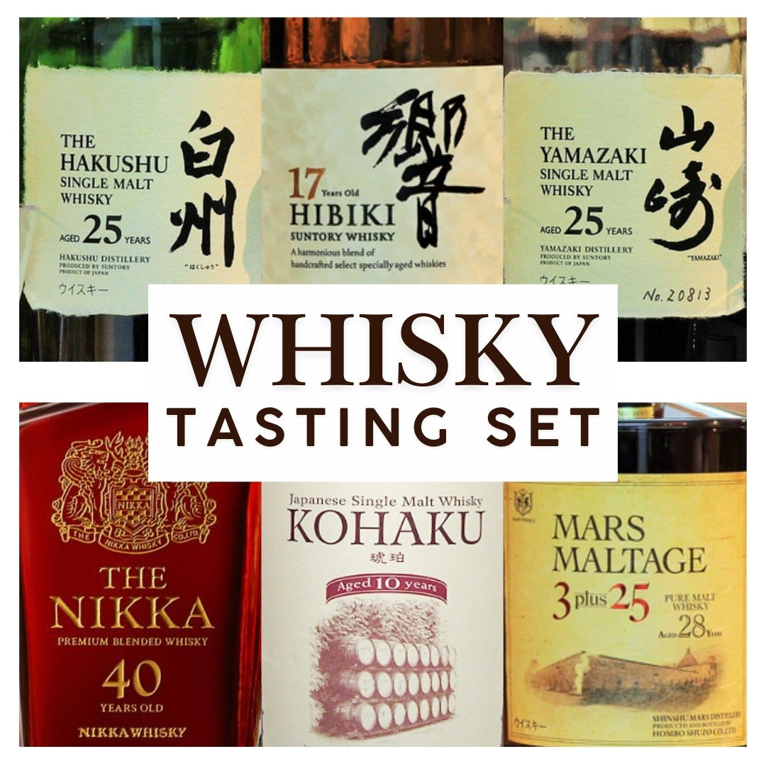 Experience a curated selection of six 30 ml samples of exceptional Japanese whiskies, each representing a unique region. Embark on a sensory journey through the craftsmanship and heritage that define these remarkable spirits. These whiskies are distinguished by their long maturation periods, with age statements ranging from 10 to 40 years, reflecting their depth and complexity.