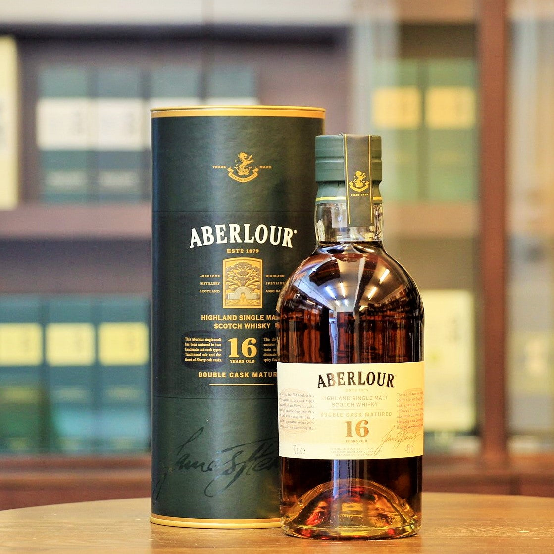 This speyside single malt from Aberlour distillery is matured in a combination of American Oak Casks and Sherry Butts for 16 years. Deep and complex, Sweet, fruity and warm spice.