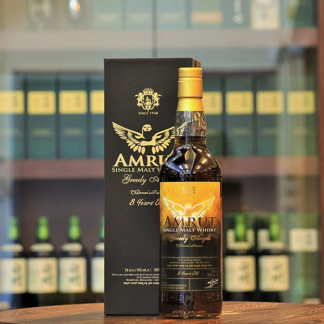 Released to celebrate Amrut Distillery Chairman, Mr. Neel Jagdale's 60th birthday, only 1350 bottles were released in 2017. This was the oldest age statement at the time of its released and is part of the Greedy Angel's Series of bottlings (including a10 year and 12 year old release).