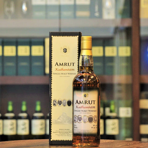 'Kadhambam' means "combination" or "mixture" in the Tamil language. Living up to its name, Amrut Kadhambam was matured in three different cask types - Rum, Sherry, and Brandy, which gives it the aroma and notes of these three barrels. Nose: Rich and floral, honeyed, nutty, new oak, vanilla, tropical fruity aromas Palate: Candied fruits, subtle oak with a light dusting of peat and integrated spice Finish: Warm and complex with a dry and long finish (Tasting Notes from the distillery). 
