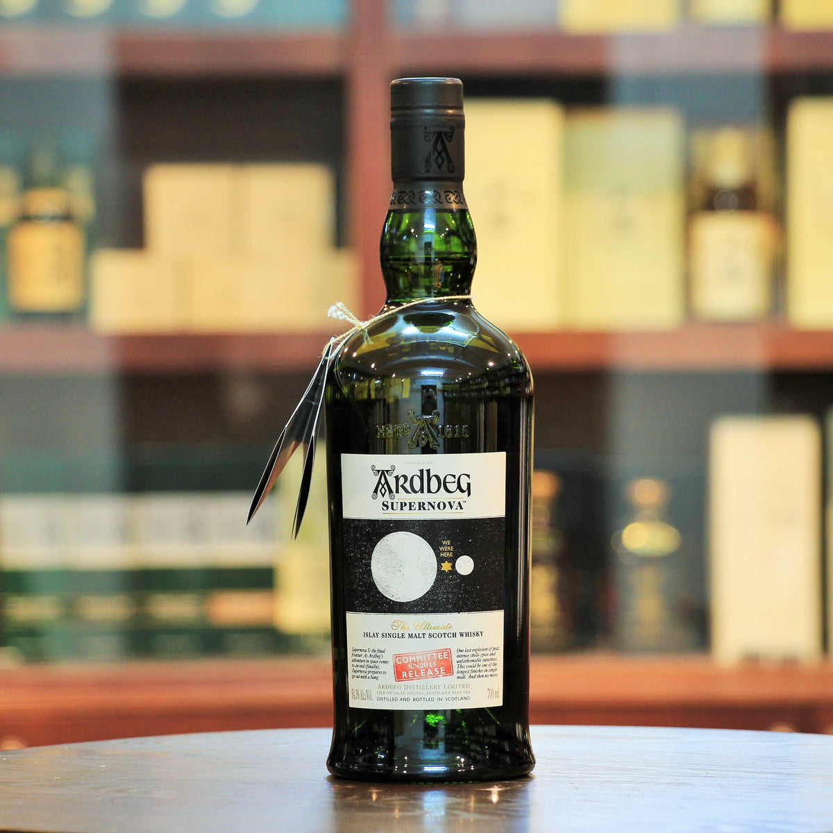 Ardbeg has been studying the effect of maturing spirit in space. To celebrate the conclusion of Ardbeg’s experiment in space, this release of the heavily peated Supernova (100 ppm vs the usual 50 ppm), this is one of the most heavily-peated whiskies from Ardbeg. No box is available.