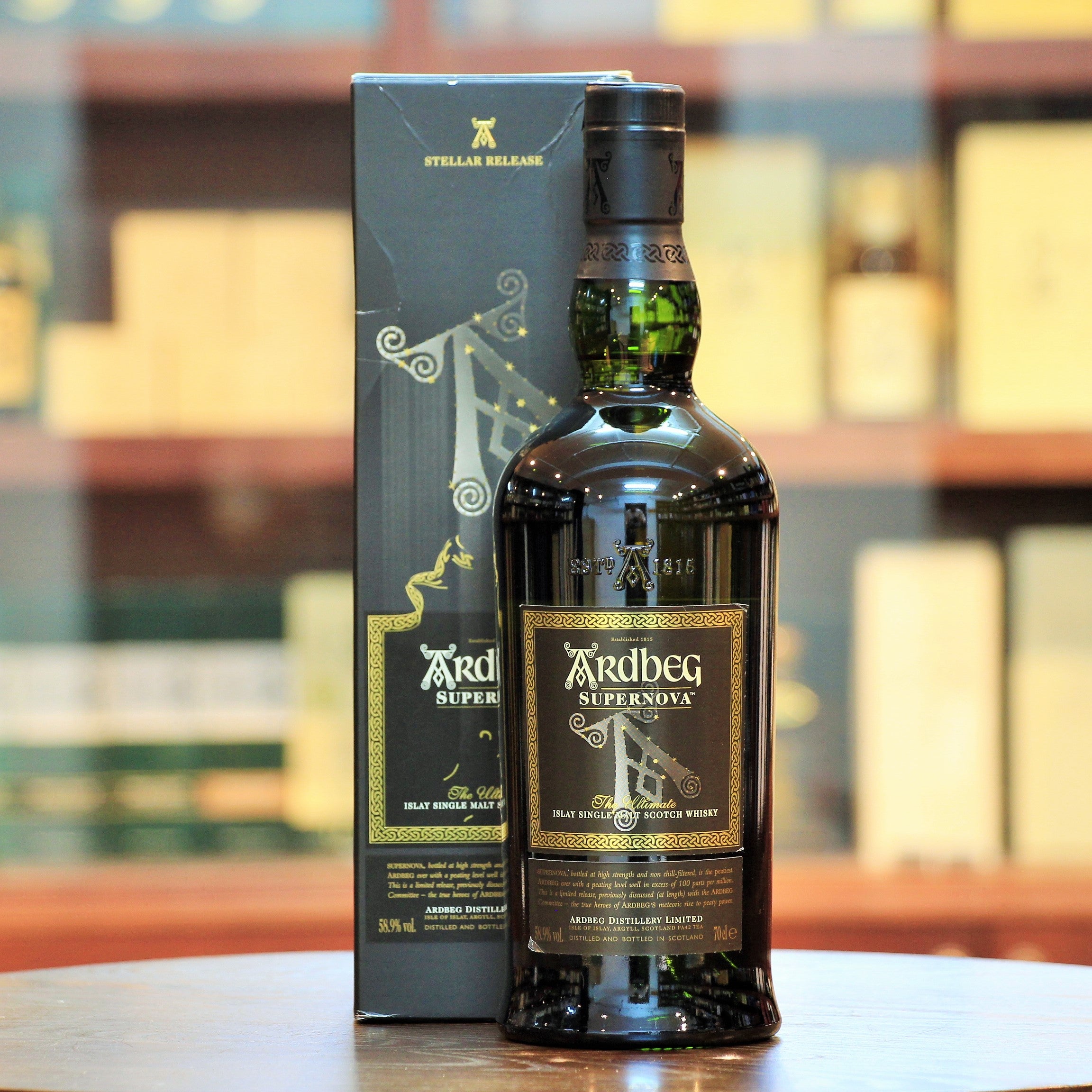 Ardbeg Supernova 2009 Islay Single Malt, First released in 2009, this remains one of the most peated Ardbegs. Whisky Bible 2010: Scotch Whisky of the Year; Second Finest Whisky in the World; 97 points