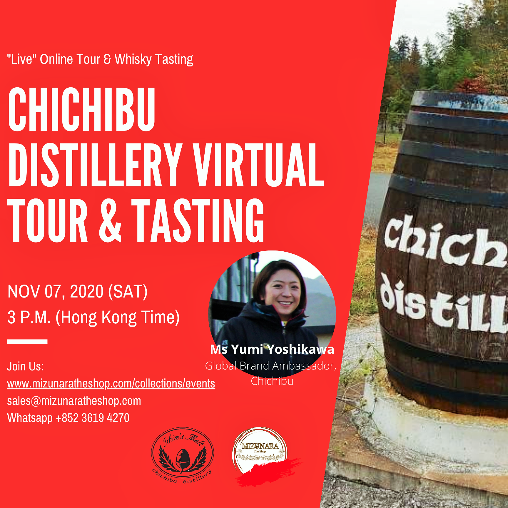 a virtual whisky distillery tour and tasting with Ichiro Malt of Chichibu and Mizunara Hong Kong