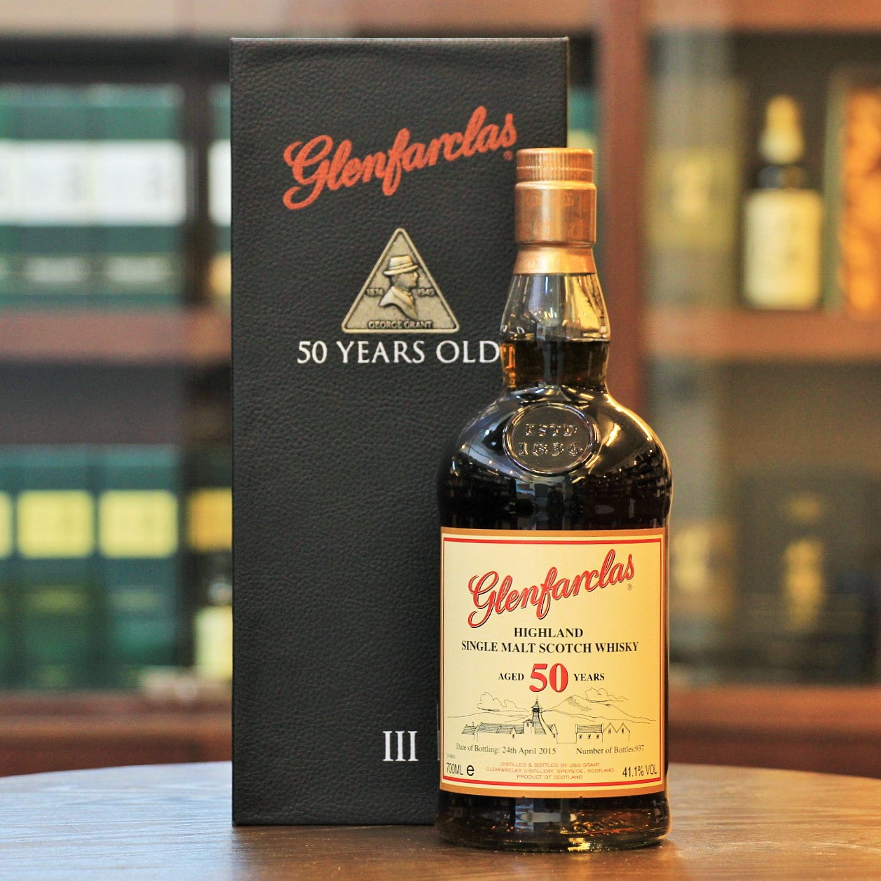 Released by the family owned Glenfarclas Distillery, this Collector Series comprise, six extremely exclusive Whiskies, each representing one of six generations of the Grant Family which has continued to own the Distillery. This bottling is the third&nbsp;one of the series and comes in a black box adorned with a metal coin featuring the portrait of George Grant (1874-1949).&nbsp;Bottled on 24th April 2015. Only 937 bottles were released.
Rated 92+ on Whiskybase (by over 40 reviewers).