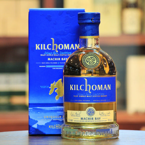 Kilchoman Machir Bay Islay Single Malt Scotch, Flagship of Kilchoman. Predominantly matured in ex-Bourbon Barrels (with about 10% Oloroso Sherry Butt). IWSC 2012 Gold. Best Islay Single Malt IWC 2016. 