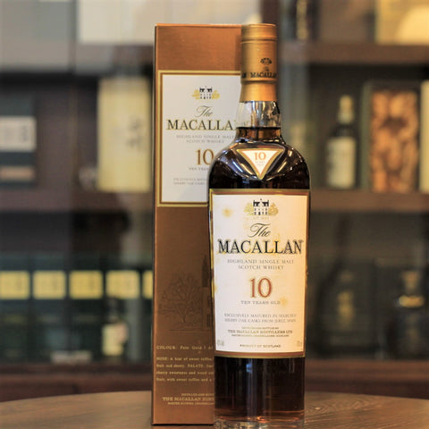 Single Malt Scotch Whisky from Macallan aged for 10 years old. Macallan 10 year old sherry cask whisky from Mizunara The Shop in Hong Kong, an exclusive whisky & Spirits store.