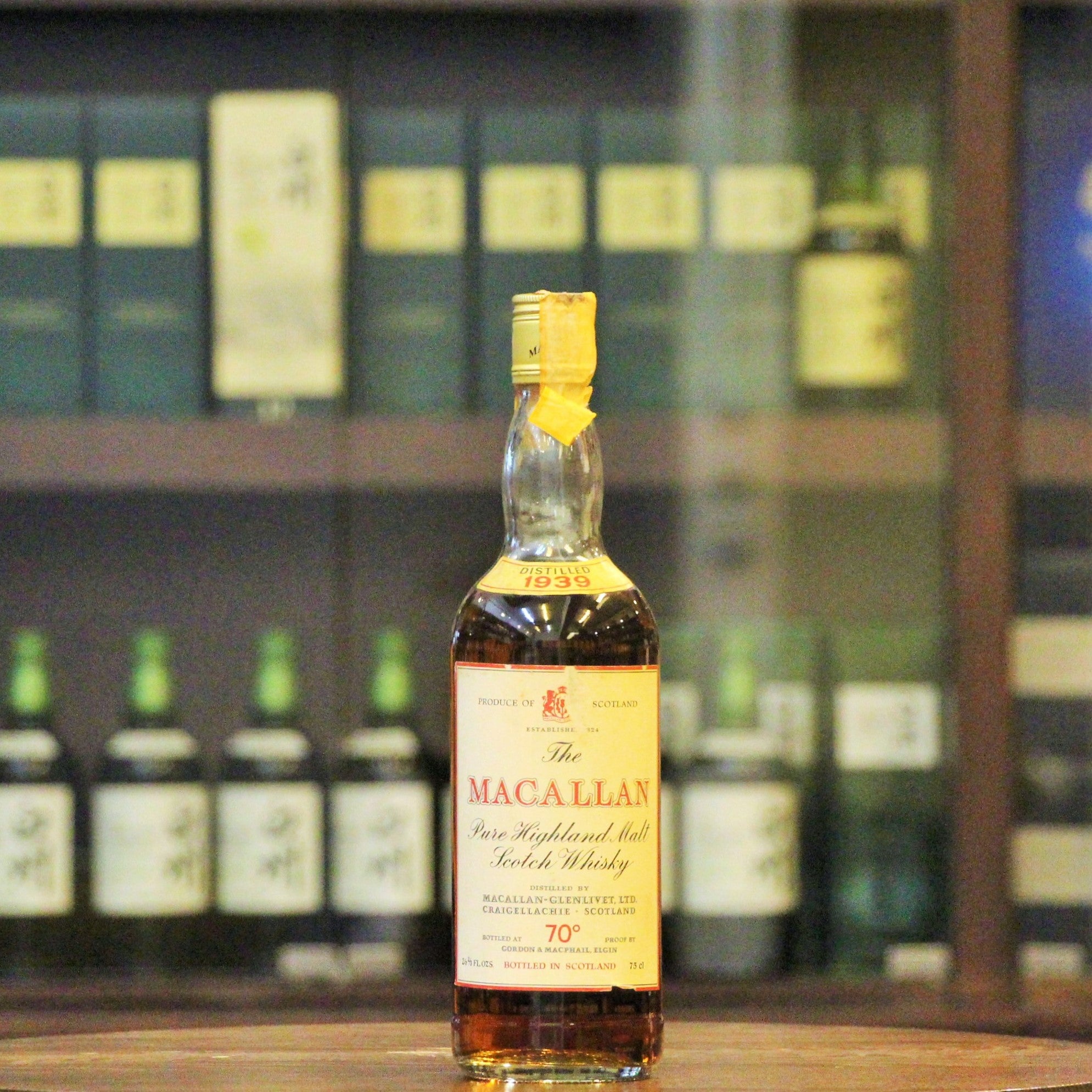 A Rare & Vintage Macallan-Glenlivet distilled in 1939 and bottled by Gordon & MacPhail. An incredible and rare pre-war Macallan likely to have been bottled in the 1970s. As a key ingredient for many blends through most of the 20th century, Macallan had licensed its bottling to Campbell, Hope & King and Gordon & MacPhail in the 1960s and 1970s and which continue to be some of the most collectible bottlings.