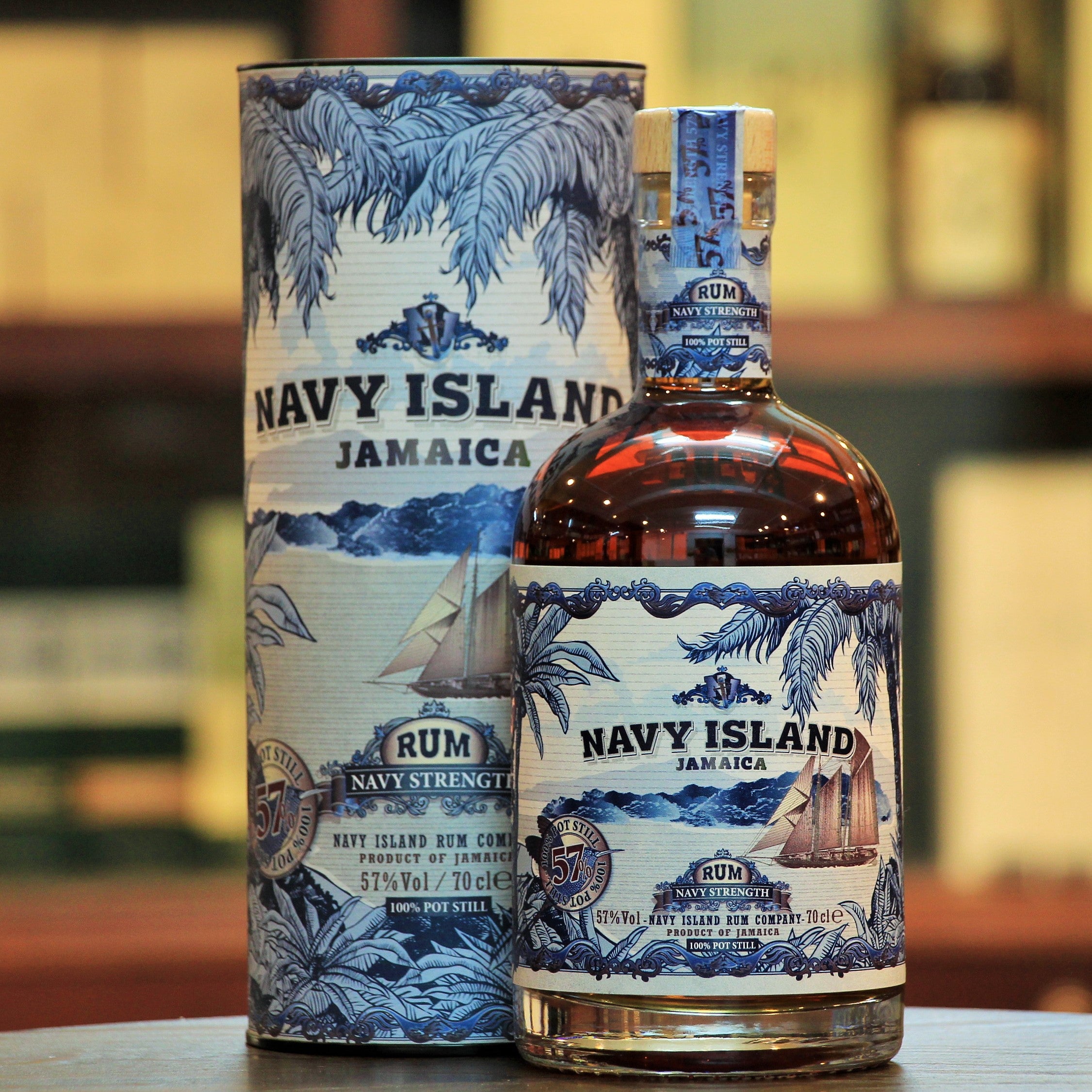 Navy Island Navy Strength Rum, A 100% pure Pot Still rum made from 11 carefully selected small batch distilled rums of various ages. IWSC Silver 2018, ISC Silver 2018 and 2019. 