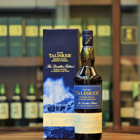 This 2007 Distillers Edition of the Talisker Single Malt Scotch Whisky was finished in Amoroso (a sweetened and fortified Spanish wine) casks which adds a rich, juicy character to the usual sea smoke, maritime, smoky single malt. An extremely popular bottling from the Isle of Skye.
